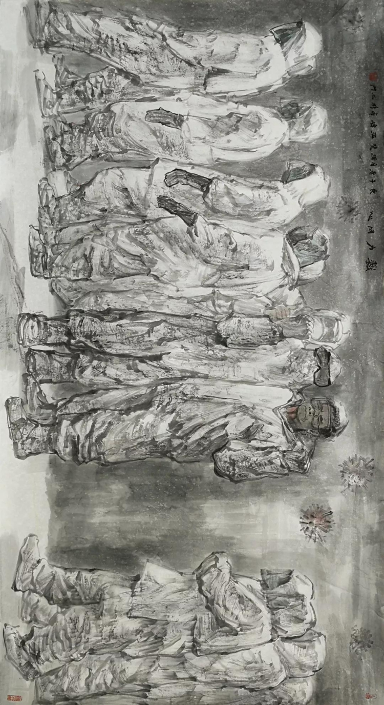 1 祁海峰 祁泽斐《戮力同心》中国画 180cmx90cm(1).jpg