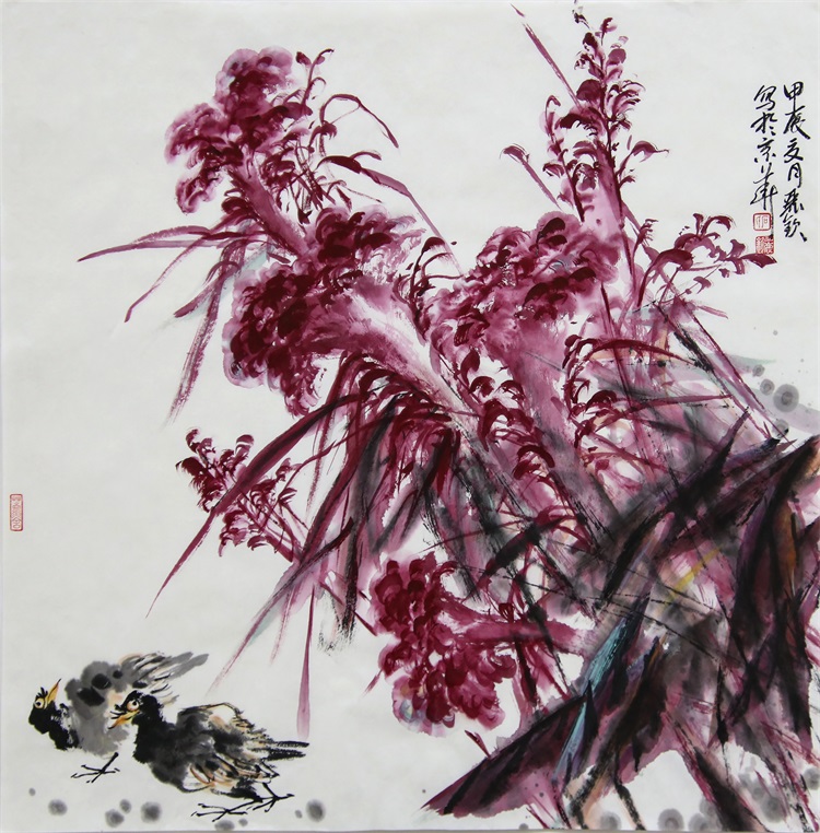 鸡冠花和八哥.jpg